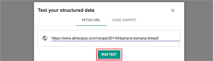 Enter URL or code and test structured data